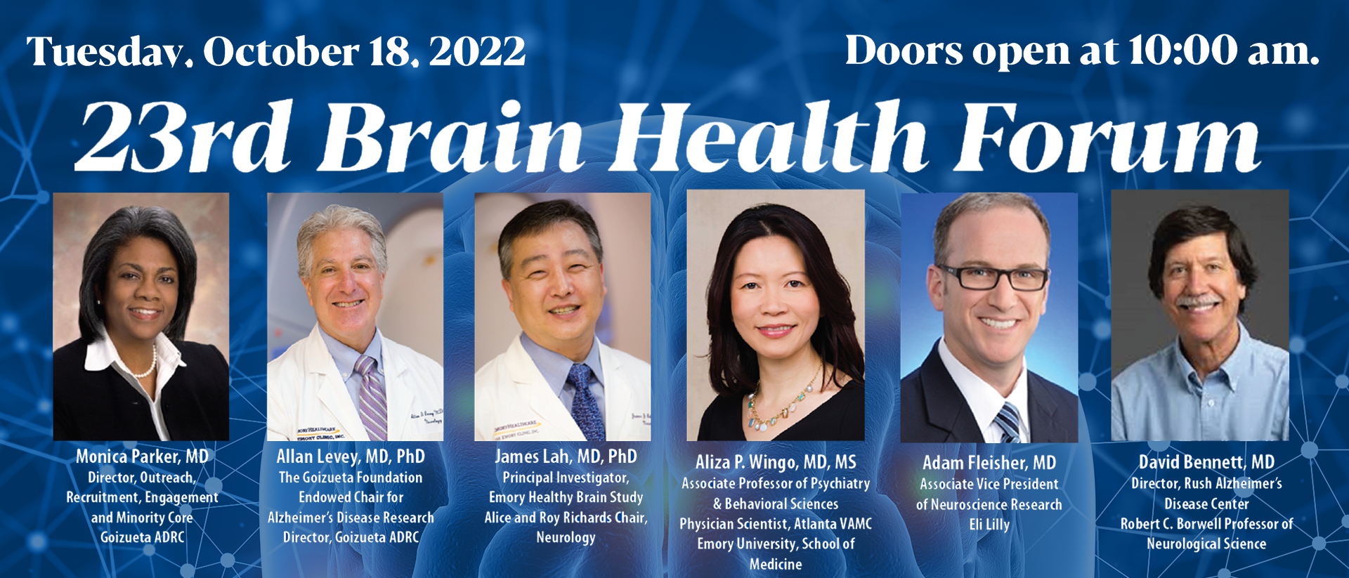 23rd Brain Health Forum on Tuesday, October 18, 2022