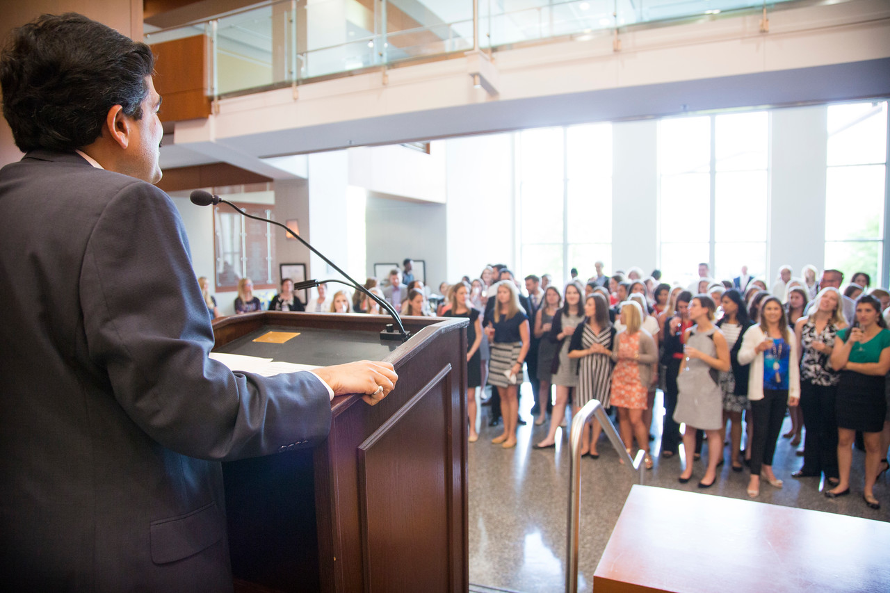 lecture being given to a crowd